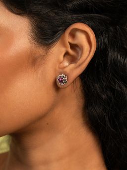 Shaya by CaratLane - Wine Oxidised Rise Above Abuse Studs In 925 Silver