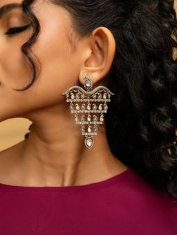 Shaya by CaratLane - White Zor Shor Earrings In 925 Oxidised Silver