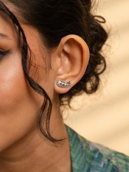 Shaya by CaratLane - White Chatpat Earrings In 925 Oxidised Silver