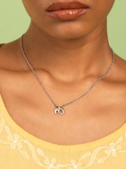 Shaya by CaratLane - Multi-Color Haathi Motif Pendant Necklaces In Oxidised 925 Silver