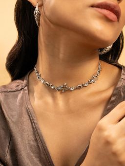 Shaya by CaratLane - 925 Silver Shaya by CaratLane White Milan Choker Necklace In 925 Oxidised Silver
