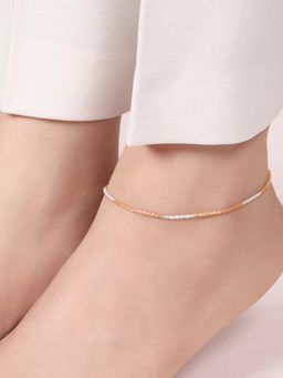 Zavya - Multi-Color Dual-Tone Weave Chain 925 Sterling Silver Anklet
