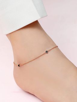 Zavya - Enchanting Charm Rose Gold Plated 925 Sterling Silver Adjustable Link Chain Anklet