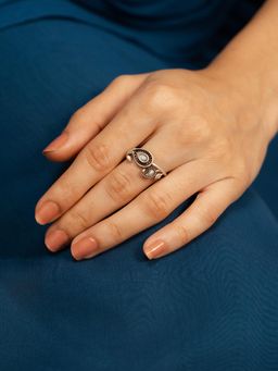 Shaya by CaratLane - White Latka Jhatka Ring In 925 Oxidised Silver
