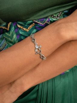 Shaya by CaratLane - White Dhol Nagare Bracelet In 925 Oxidised Silver
