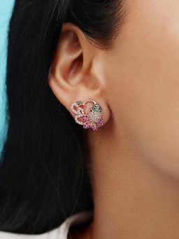 Zavya - Multi-Color Rosy Elegance Rose Gold-Plated 925 Sterling Silver Earrings
