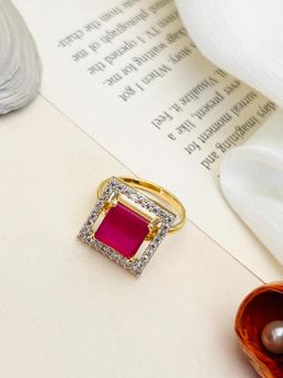 Abdesigns - White Exquisite Gold Plated American Diamond Ring