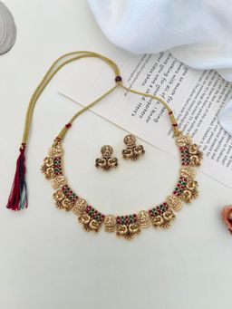 Abdesigns - Multi-Color Enchanting Gold Plated Temple Necklace Set