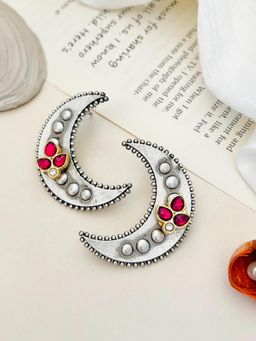 Abdesigns - Red High Quality German Silver Earrings