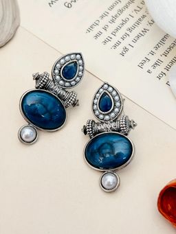 Abdesigns - Green High Quality German Silver Earrings