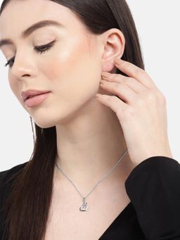 Zavya - White Radiant 925 Sterling Silver Rhodium Plated Heart Pendant