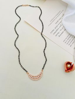 Abdesigns - White Rose Gold Plated American Diamond Studded Beaded Mangalsutra