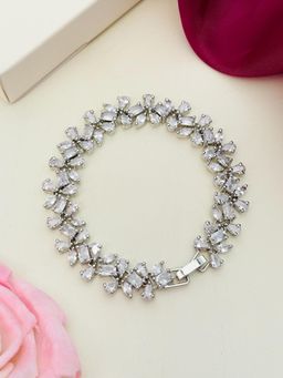 Abdesigns - White High Quality Silver Plated American Diamond Bracelet