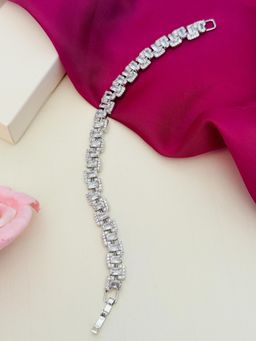 Abdesigns - White High Quality Silver Plated American Diamond Bracelet