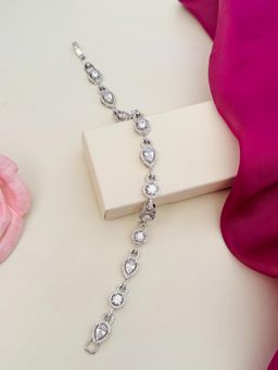 Abdesigns - White High Quality Silver Plated American Diamond Bracelet