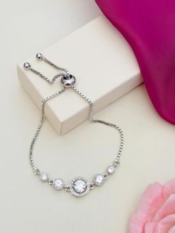 Abdesigns - White High Quality Silver Plated American Diamond Bracelet