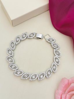 Abdesigns - White High Quality Silver Plated American Diamond Earrings