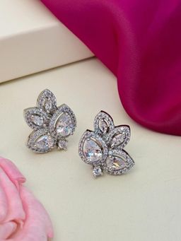 Abdesigns - White High Quality Silver Plated American Diamond Earrings
