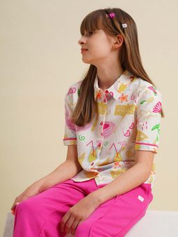 VERO MODA - Girls White Printed Casual Shirt