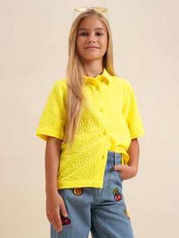 VERO MODA - Girls Yellow Textured Casual Shirt