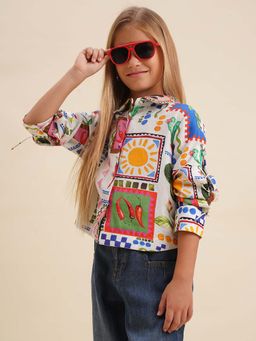 VERO MODA - Girls Multi-Color Abstract Casual Shirt
