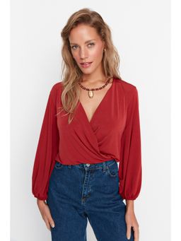 Trendyol - Womens Brick Red Solid Top