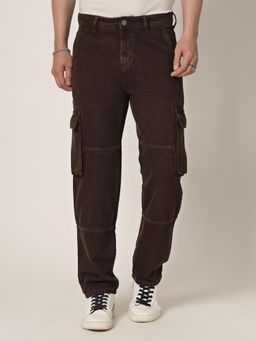 Style Quotient - Men Brown Relaxed Fit Mid Rise Cargo Jeans