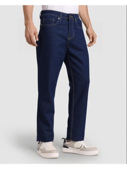 Style Quotient - Men Dark Blue Straight Fit Mid Rise Stretchable Jeans