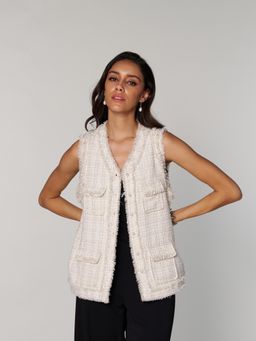 Style Island - Caitlyn Pearls Textured Jacket