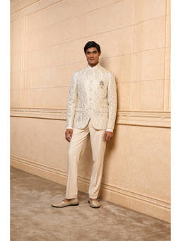 TASVA - Men Off White Bandhgala with Pant