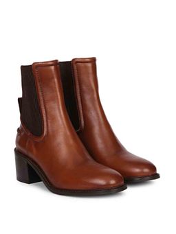 Saint G - Zoie Camel Leather High Ankle Chelsea Boots