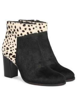 Saint G - Marin Black and White Leather Studded High Ankle Boots