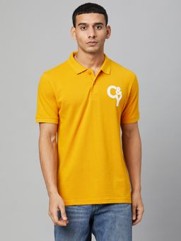 Club York - Men Solid Mustard T-shirt