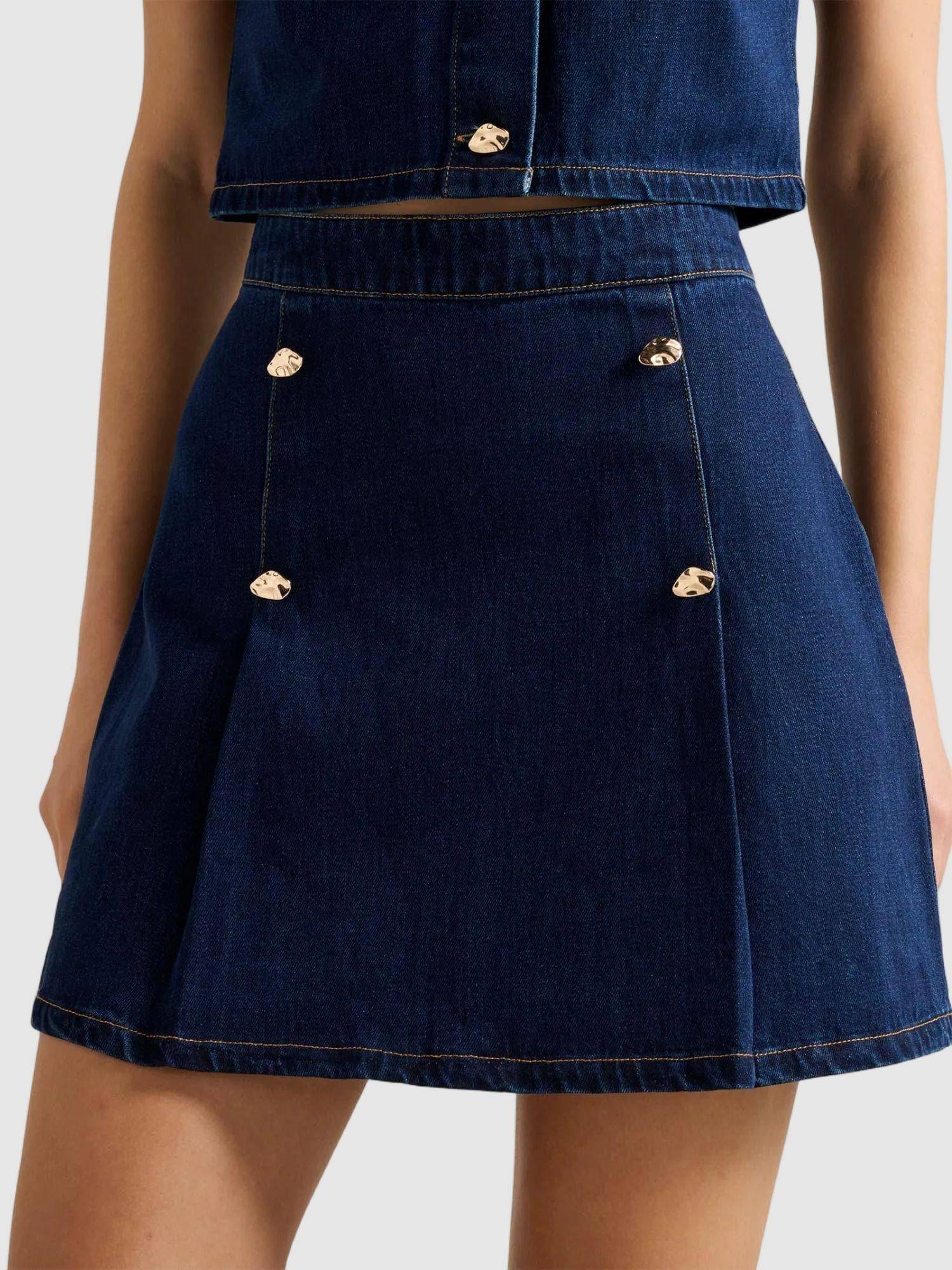 Buy Forever New Elise Mini Denim Blue Skirt (4) Online