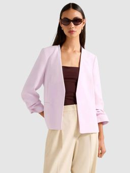 Forever New - Ruby Rushed Full Sleeve Light Pink Jacket