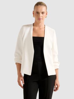 Forever New - Ruby Rushed Full Sleeve White Jacket
