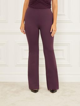 Guess - Women Wine Solid Bootcut High-Rise Flat Front Formal Trousers