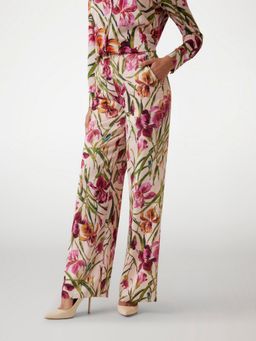 Guess - Women Multi-Color Floral Wide Leg High-Rise Flat Front Trousers