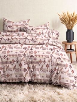 the White Moss - Pink Heritage 210Tc Cotton Bedsheet with 2 Pillow Covers (King)