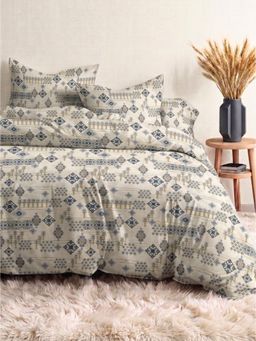 the White Moss - Grey Heritage 210Tc Cotton Bedsheet with 2 Pillow Covers (King)