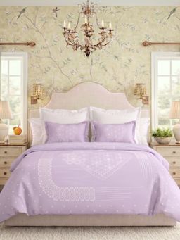 the White Moss - Lavender Love 250Tc Ivy Living Bedsheet with 2 Pillow Covers (King)