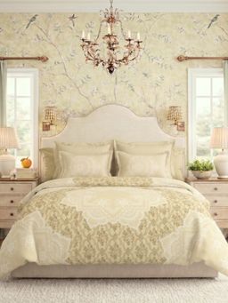 the White Moss - Heirloom Beige 250Tc Ivy Living Bedsheet with 2 Pillow Covers (King)