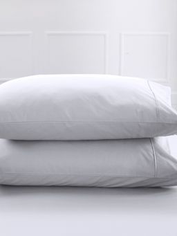 Maspar - Grey Solid Standard Cotton Pillow Covers (Pack of 2)