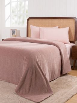 Maspar - Pink Cotton Solid 310 Gsm Bed Cover (Double)