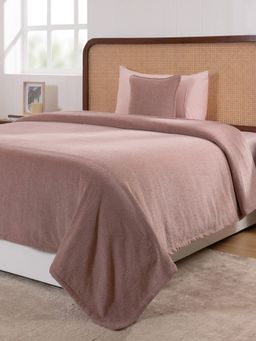 Maspar - Pink Cotton Solid 310 Gsm Bed Cover (Single)