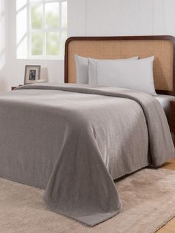Maspar - Grey Cotton Solid 310 Gsm Bed Cover (Double)