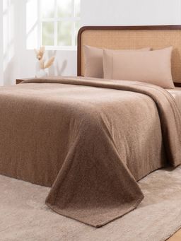 Maspar - Brown Cotton Solid 310 Gsm Bed Cover (Double)