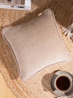 Maspar - Beige Solid Soft Cotton Square Cushion Cover