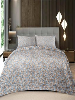 Threadwear - Multi-Color Floral 350 Tc Cotton Flat Bedsheet with 2 Pillow Covers (Super King)