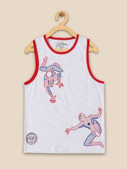 Kidsville - Kids Boys Spiderman Grey Melange Printed Tank T-Shirt